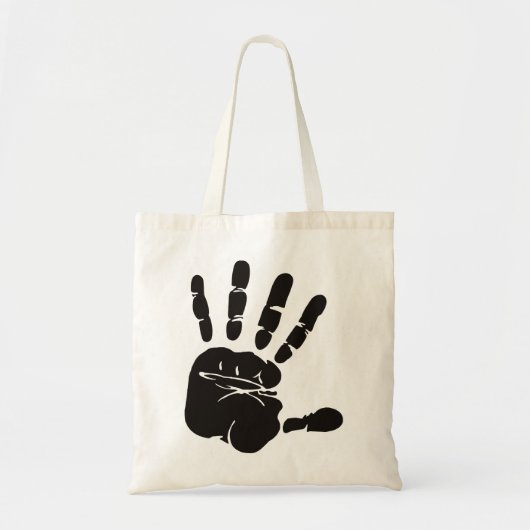 Handdruk zwart tote bag (Voorkant)