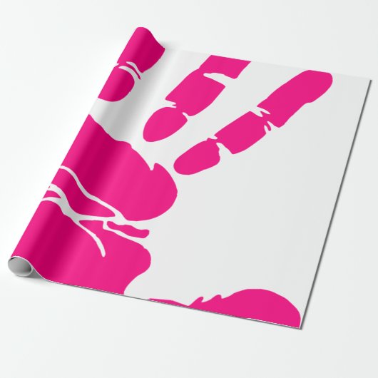 handdrukroze kunstpalm cadeaupapier (Uitgerold)