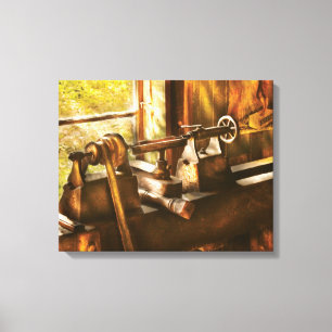 Handel - Draaibank - Een Oude Draaibank Canvas Afdruk