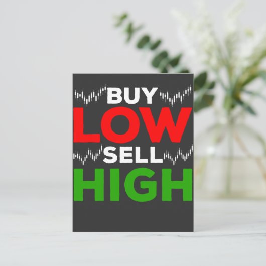 Handel in aandelen Forex-handelaar Aankoop hoog Briefkaart (Staand voorkant)