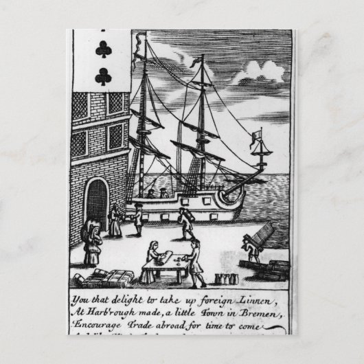 Handel in Harborough, Engelse speelkaart Briefkaart (Voorkant)
