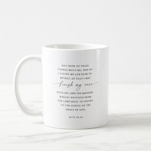 Handel mijn wedloop met vreugde af, Handelingen 20 Koffiemok (Links)
