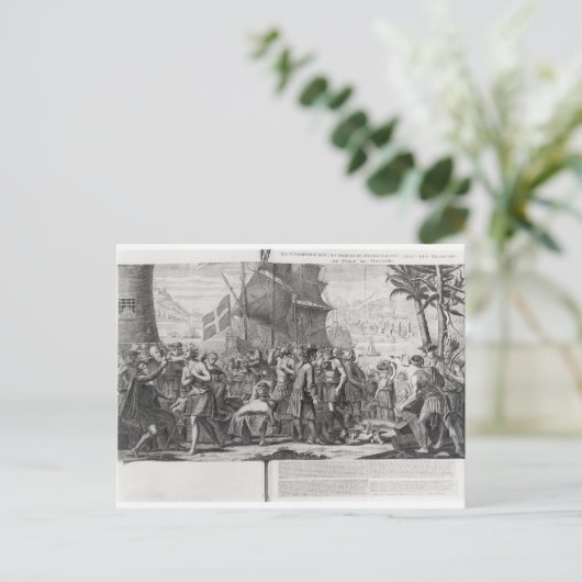 Handel tussen Mexicaanse Indiërs en Fransen Briefkaart (Staand voorkant)