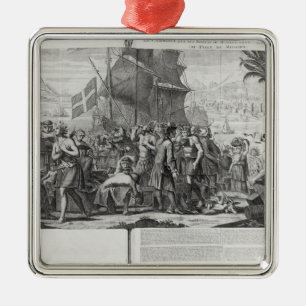 Handel tussen Mexicaanse Indiërs en Fransen Metalen Ornament