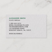 Handelaar Grafiek Groen Zwart Slank Modern Profess Visitekaartje (Achterkant)