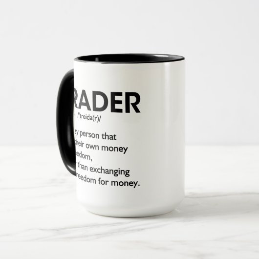 Handelaar Koffie, Handelaar Definitie Beurs Dag Mok (Voorkant links)