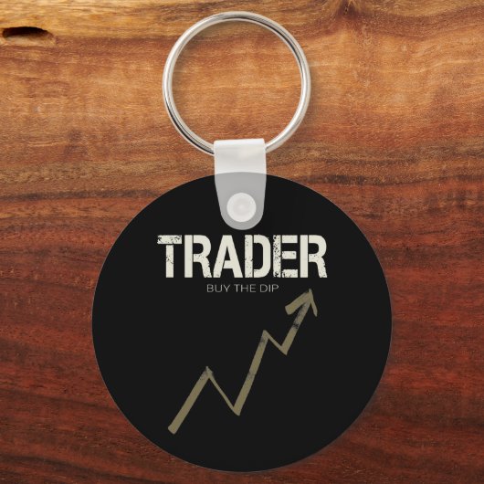 Handelaar Koop de Dip Day Trader en Cryptocurrency Sleutelhanger (Voorkant)