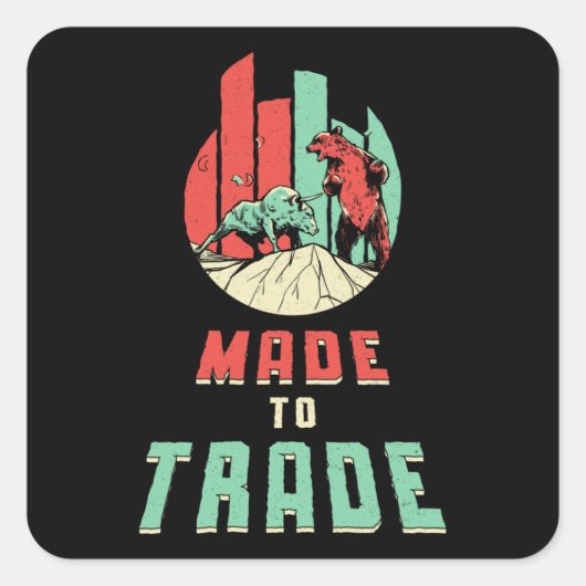 Handelaar op de aandelenmarkt Investeerder Beer Bu Vierkante Sticker (Voorkant)