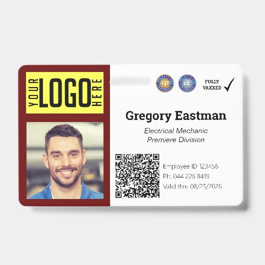 Handelaar QR Code Foto ID Rode badge (Voorkant)