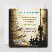 handelier en Bat Halloween Party Kaart (Voorkant)