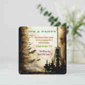 handelier en Bat Halloween Party Kaart (Staand voorkant)