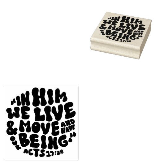 Handelingen 17:28 Bijbelvers Handschrift Typografi Rubberstempel (Gestempeld)