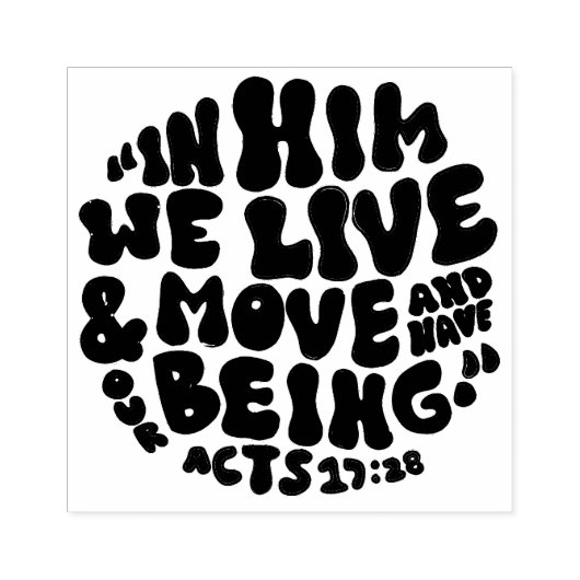 Handelingen 17:28 Bijbelvers Handschrift Typografi Rubberstempel (Afrduk)