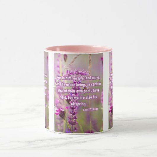 Handelingen 17:28 KJV Bijbel Verse Pic Two-Tone Mok (Midden)