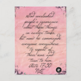 Handelingen 17:30 Bijbelvers Geheugen Kaart-Briefk Briefkaart