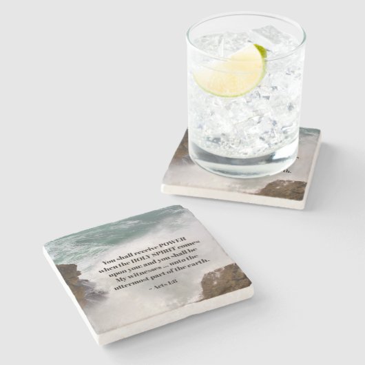 Handelingen 1:8 U ontvangt een netbus Stenen Onderzetter (Zijkant)