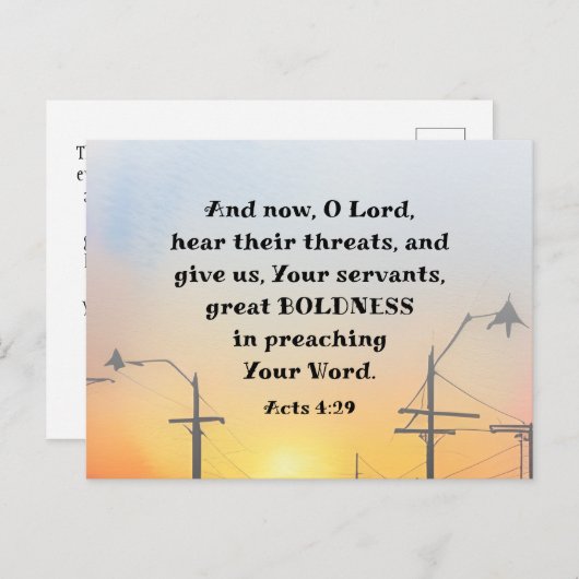 Handelingen 4:29 O Heer geef grote moed Bijbel ver Briefkaart (Voorkant / Achterkant)