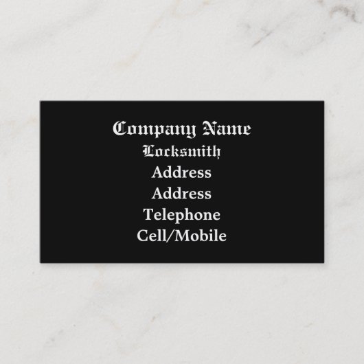 HANDELINGEN, LOCKSMITHEN VISITEKAARTJE (Voorkant)