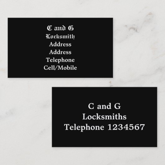 HANDELINGEN, LOCKSMITHEN VISITEKAARTJE (Voorkant / Achterkant)