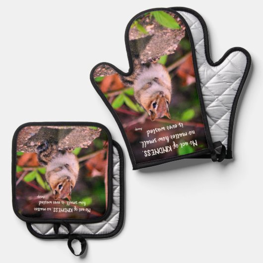 Handelingen van de Kindness Inspirerend Quote Chip Ovenwant & Pannenlap Set (Voorkant / Achterkant)