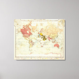 Handels koloniale atlas-kaart canvas afdruk