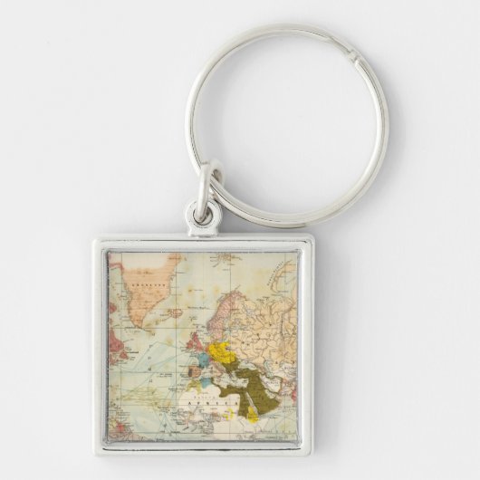 Handels koloniale atlas-kaart sleutelhanger (Voorkant)