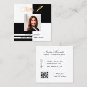 Handelsagent voor zwarte foto QR-code Vierkante Visitekaartje (Voorkant / Achterkant)