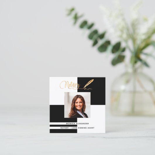 Handelsagent voor zwarte foto QR-code Vierkante Visitekaartje (Staand voorkant)