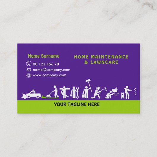 Handelsbemiddeling, huisonderhoud en gradenzorg visitekaartje (Voorkant)