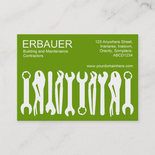 Handelsinstrumenten (Chubby) - wit op groen Visitekaartje (Voorkant)