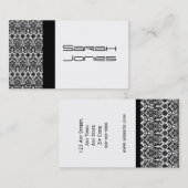 Handelskaart Elegant Black en White Damask Visitekaartje (Voorkant / Achterkant)
