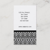 Handelskaart Elegant Black en White Damask Visitekaartje (Achterkant)