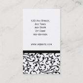 Handelskaart Elegant Black en White Damask Visitekaartje (Achterkant)