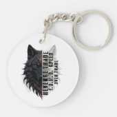 Handelsleven | Witte wolf vooraan | Zwarte wolf Sleutelhanger (Achterkant)