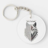 Handelsleven | Witte wolf vooraan | Zwarte wolf Sleutelhanger (Voorkant)