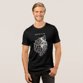Handelsleven | Witte wolf vooraan | Zwarte wolf Tri-Blend Shirt (Voorkant volledig)