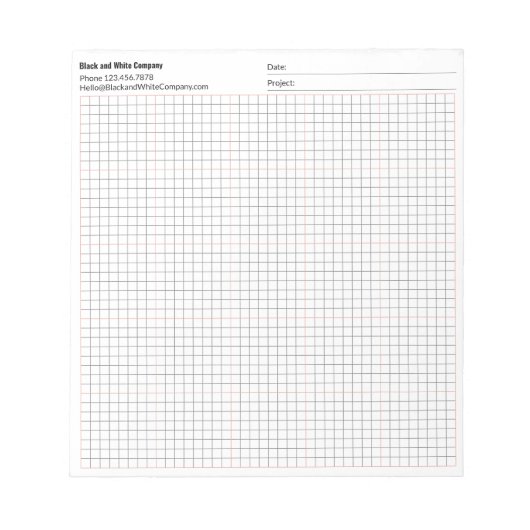 Handelsmaatschappij Naam Project Datum 8x8 Raster Notitieblok (Voorkant)