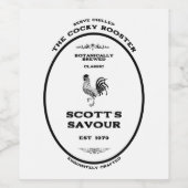 Handelsmerk, de eigenwijze haan, aanpasbaar wijn etiket (Enkel label)