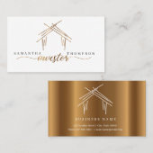 Handelsmerken met woning in gouden visitekaartje (Voorkant / Achterkant)