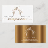 Handelsmerken met woning in gouden visitekaartje (Voorkant / Achterkant)