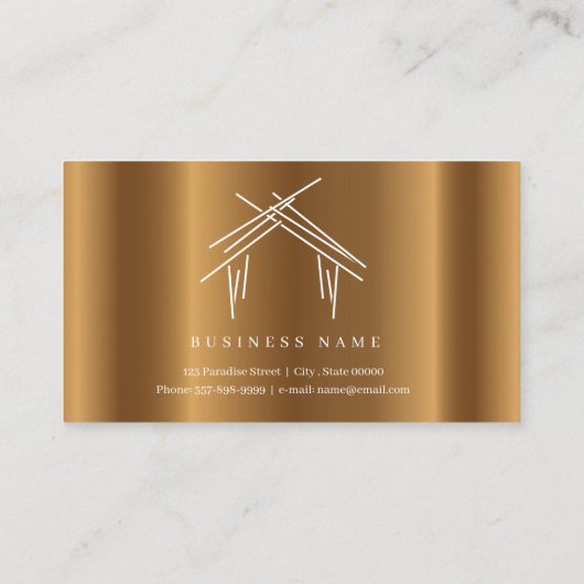 Handelsmerken met woning in gouden visitekaartje (Achterkant)