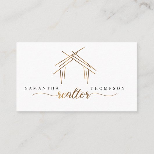 Handelsmerken met woning in gouden visitekaartje (Voorkant)