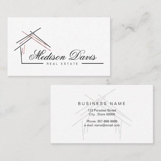 Handelsmerken met woning in roos goud visitekaartje (Voorkant / Achterkant)