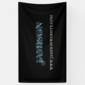 Handelsnaam Blauw en zwart Chic Artsy Spandoek (Verticaal)