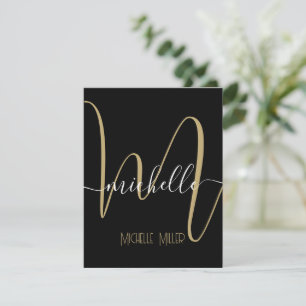 handelsnaam elegant zwart goudmonogram initiaal bedankkaart
