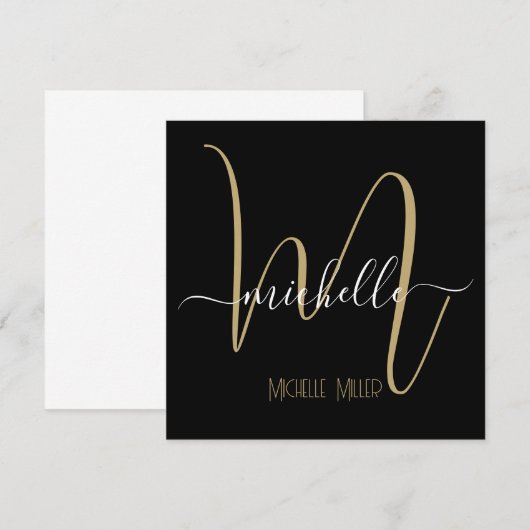 handelsnaam elegant zwart goudmonogram initiaal kaart (Voorkant / Achterkant)