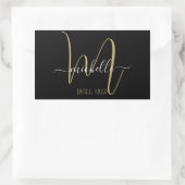 handelsnaam elegant zwart goudmonogram initiaal rechthoekige sticker (Tas)