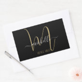 handelsnaam elegant zwart goudmonogram initiaal rechthoekige sticker (Envelop)