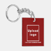 Handelsnaam en Logo Rood Square Acryl Sleutelhanger (Voorkant Links)