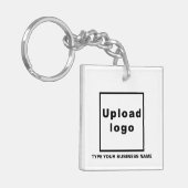 Handelsnaam en Logo White Square Acryl Sleutelhanger (Voorkant Links)